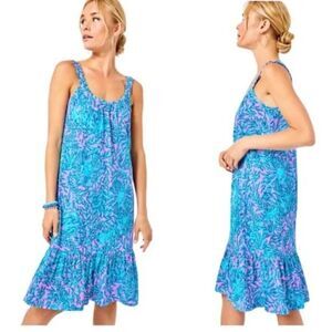 Lilly Pulitzer Aqua and Lavender Midi Dress